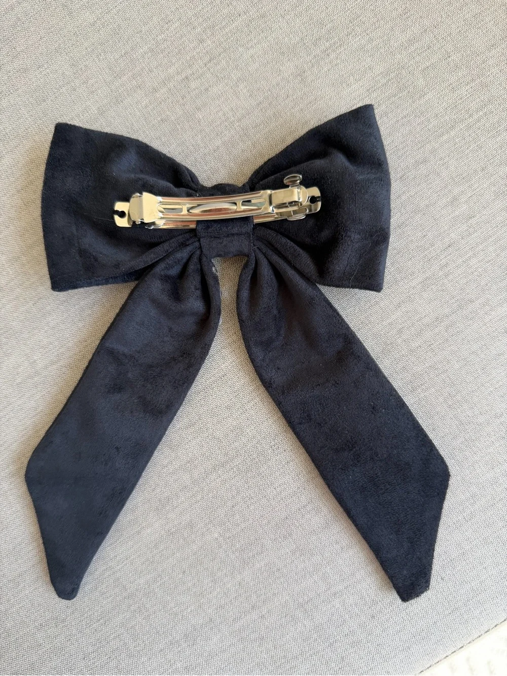 H&M Black Bow Hair Clip with Clear Rhinestones